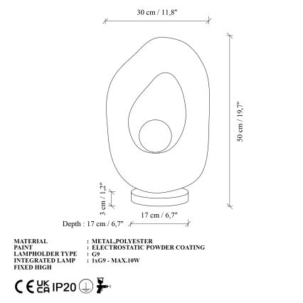 Brilagi - WABI SABI asztali lámpa 1xG9/8W/230V fehér