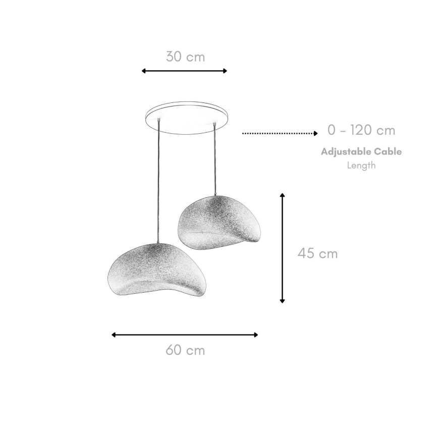 Brilagi - WABI SABI függőlámpa zsinóron 2xE27/40W/230V, fehér