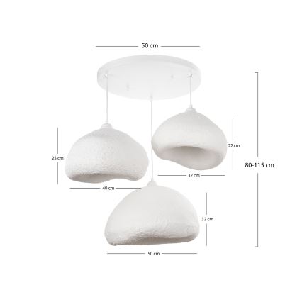 Brilagi - WABI SABI kábeles csillár 3xE27/40W/230V átm. 82 cm fehér