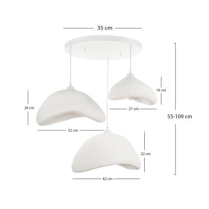 Brilagi - WABI SABI kábeles függeszték 3xE27/40W/230V, Ø 82 cm, fehér