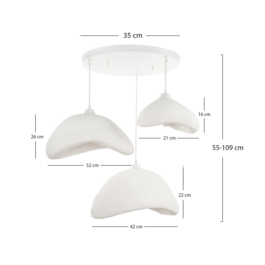 Brilagi - WABI SABI kábeles függeszték 3xE27/40W/230V, Ø 82 cm, fehér