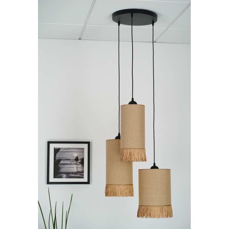 Brilagi - Mennyezeti lámpa WINNETOU TUBES 3xE27/15W/230V barna/fekete, kábelre szerelve