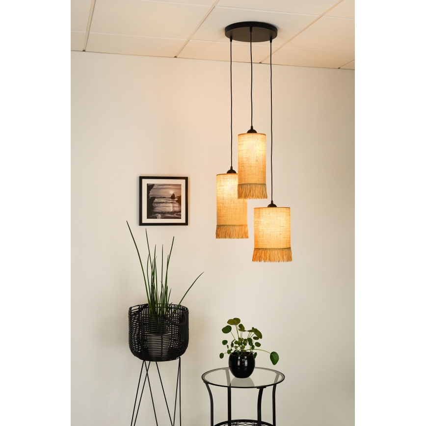 Brilagi - Mennyezeti lámpa WINNETOU TUBES 3xE27/15W/230V barna/fekete, kábelre szerelve