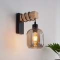 Brilagi - WOOD GLASS fali lámpa 1xE27/60W/230V fenyő/fekete/füstszürke