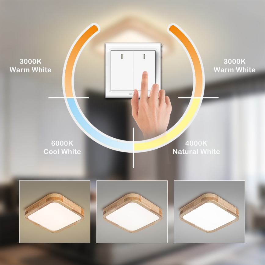 Brilagi - LED mennyezeti lámpatest WOODLINE SQUARE LED/32W/230V 3000/4000/6000K tölgy 30x30 cm