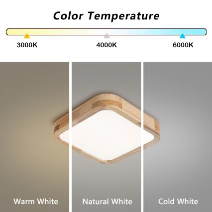 Brilagi - LED mennyezeti lámpatest WOODLINE SQUARE LED/32W/230V 3000/4000/6000K tölgy 30x30 cm