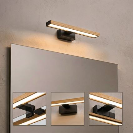 Brilagi - LED fürdőszobai tükörvilágítás 3 az 1-ben WOODY MIRROR LED/8W/230V IP44 fekete/tölgy