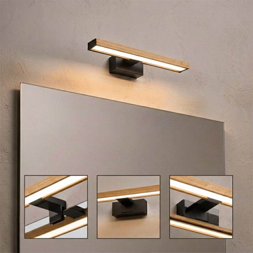Brilagi - LED fürdőszobai tükörvilágítás 3 az 1-ben WOODY MIRROR LED/8W/230V IP44 fekete/tölgy