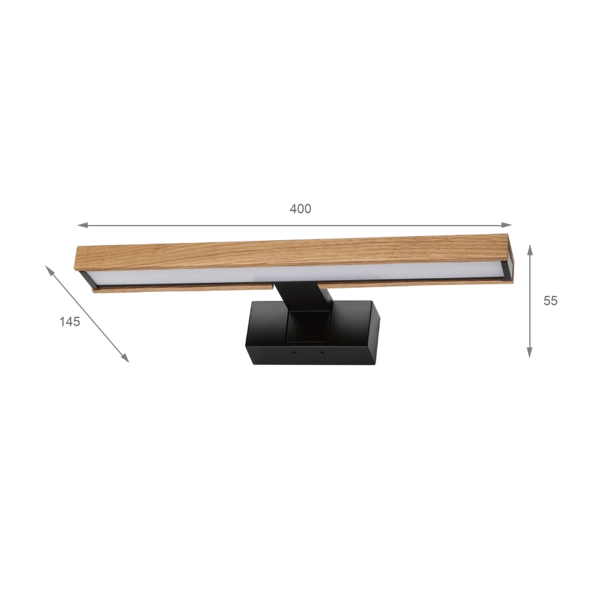 Brilagi - LED fürdőszobai tükörvilágítás 3 az 1-ben WOODY MIRROR LED/8W/230V IP44 fekete/tölgy