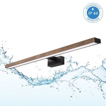 Brilagi - WOODY MIRROR 3 az 1-ben LED fürdőszobai tükörvilágítás LED/15W/230V 80 cm IP44 fekete/tölgy-dió