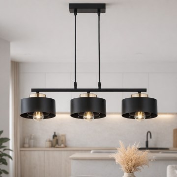Brilagi - Zsinóros csillár 3xE27/60W/230V fekete/arany