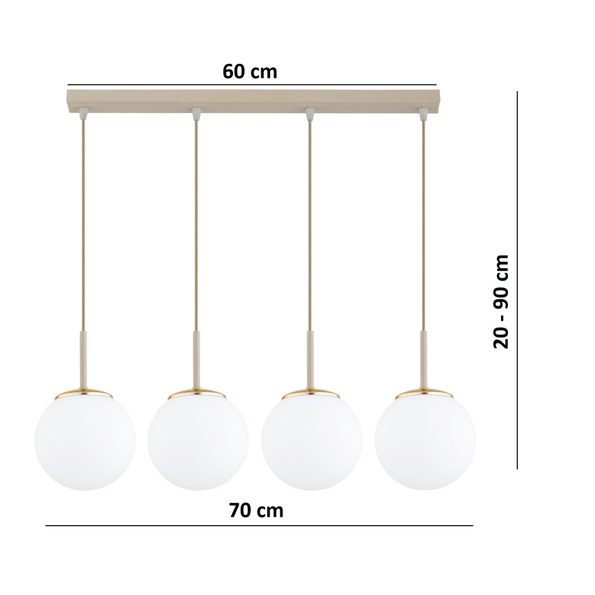 Brilagi - Zsinóros csillár MILO 4xE27/60W/230V bézs/arany