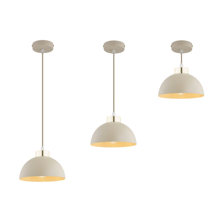 Brilagi - Zsinóros csillár MOON 1xE27/60W/230V Ø 18 cm bézs/arany