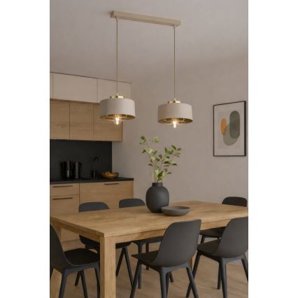 Brilagi - Zsinóros csillár SPRING 2xE27/60W/230V bézs/arany