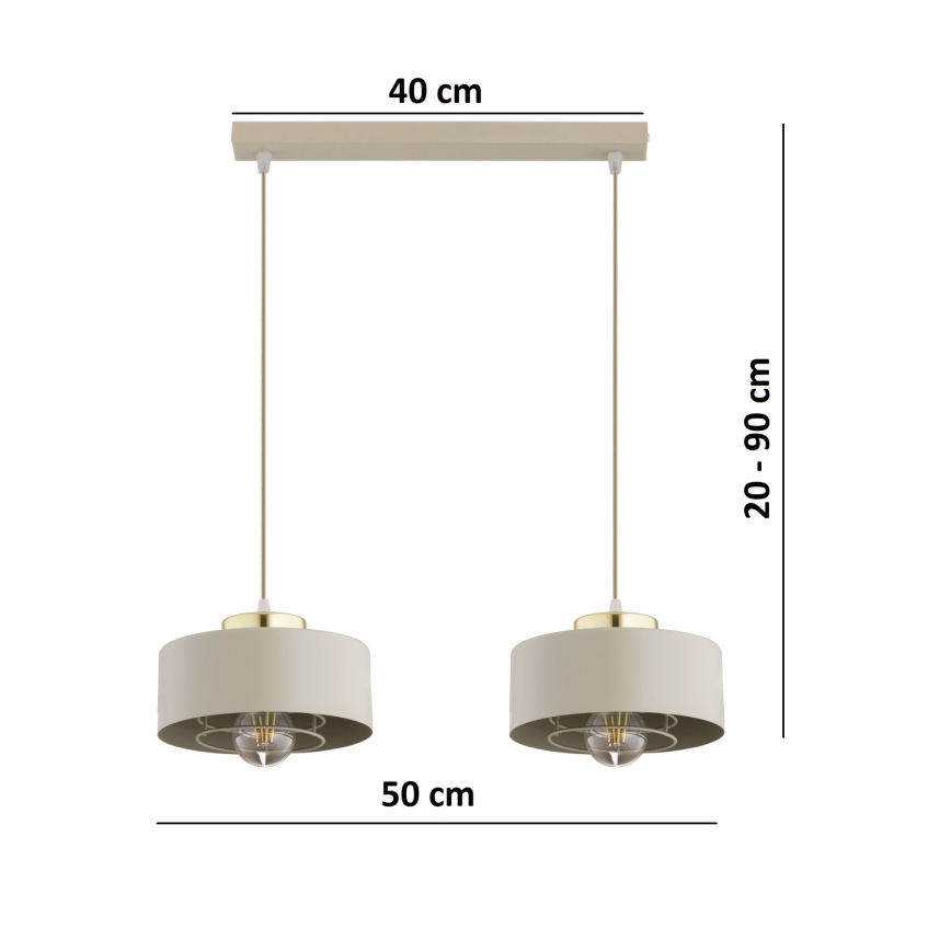 Brilagi - Zsinóros csillár SPRING 2xE27/60W/230V bézs/arany