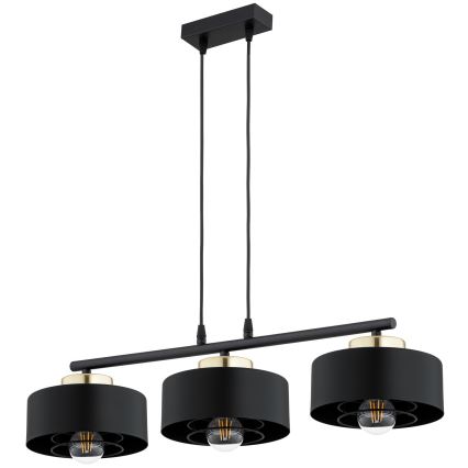 Brilagi - Zsinóros csillár SPRING 3xE27/60W/230V fekete/arany