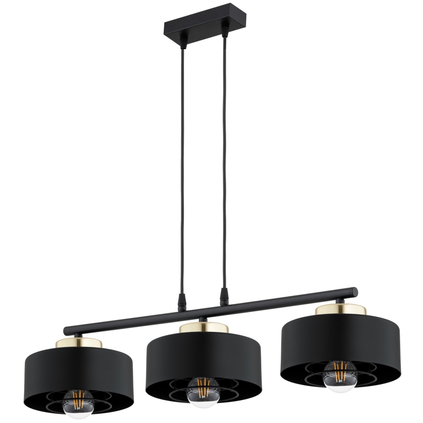 Brilagi - Zsinóros csillár SPRING 3xE27/60W/230V fekete/arany