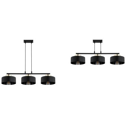 Brilagi - Zsinóros csillár SPRING 3xE27/60W/230V fekete/arany