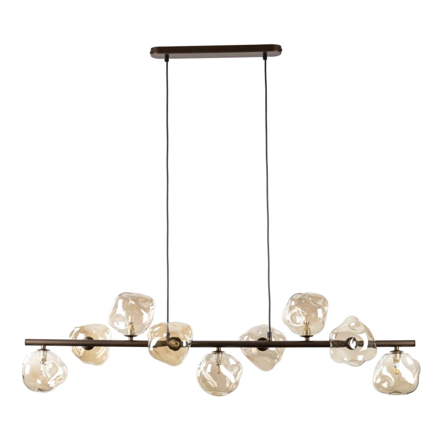 Brilagi - Zsinóros csillár VULCANO 9xG9/8W/230V bronz/füstös bézs
