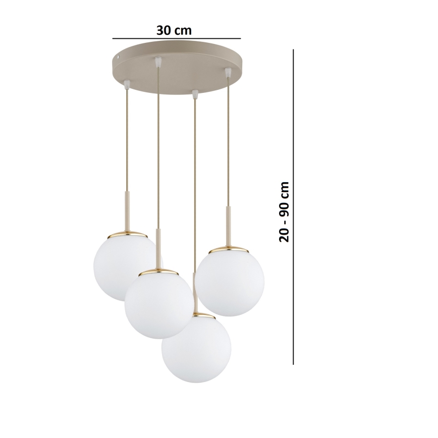 Brilagi - Zsinóros függeszték MILO ECRU 4xE27/60W/230V bézs/arany