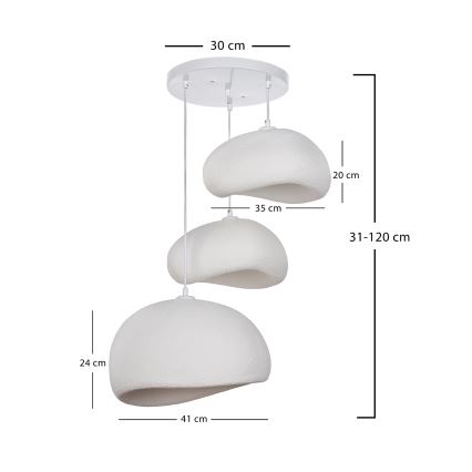 Brilagi - Zsinóros függeszték WABI SABI 3xE27/40W/230V Ø 76 cm fehér