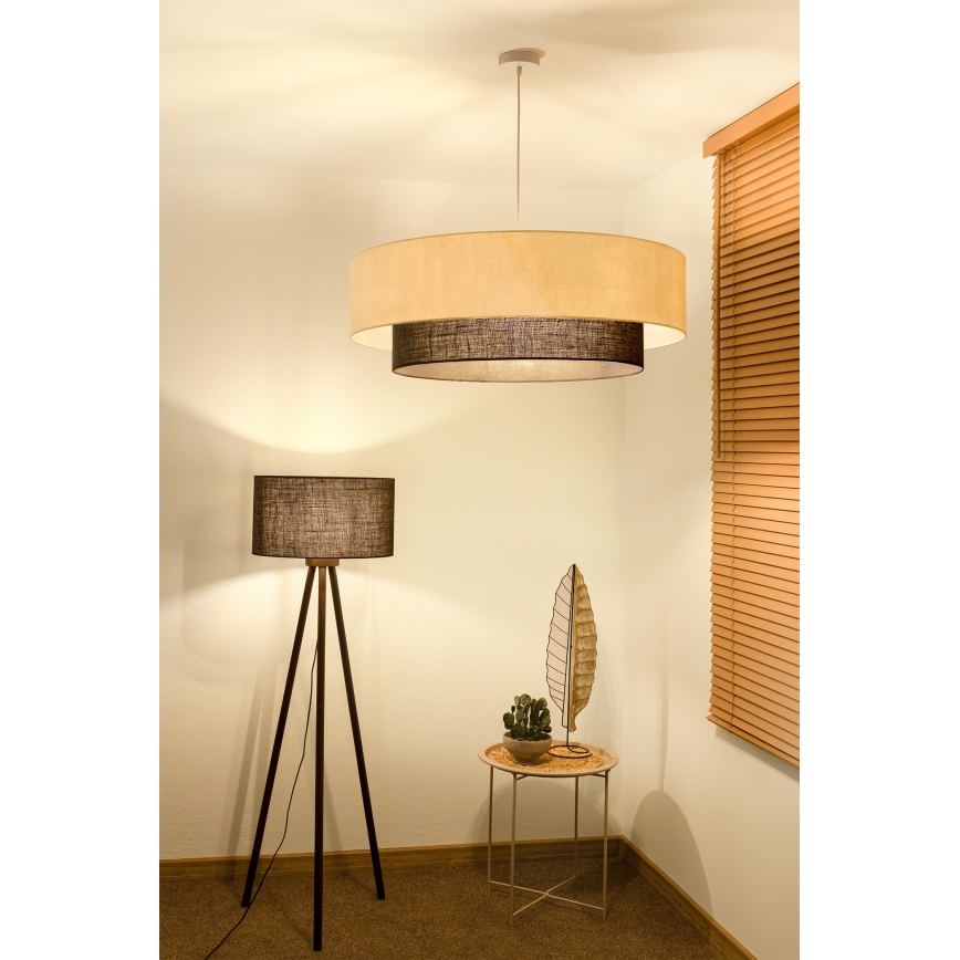 Brilagi - Zsinóros LED csillár BOHO STYLE 3xE27/15W/230V átm. 80 cm krémszínű/barna