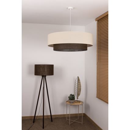 Brilagi - Zsinóros LED csillár BOHO STYLE 3xE27/15W/230V átm. 80 cm krémszínű/barna