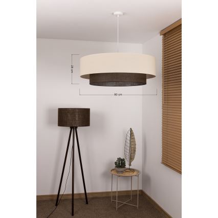 Brilagi - Zsinóros LED csillár BOHO STYLE 3xE27/15W/230V átm. 80 cm krémszínű/barna