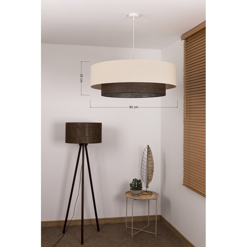 Brilagi - Zsinóros LED csillár BOHO STYLE 3xE27/15W/230V átm. 80 cm krémszínű/barna