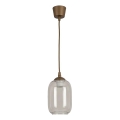 Brilagi - zsinóros LED függeszték RETRO GLASS 1xE27/60W/230V, átmérő: 14 cm, barna/füstszürke