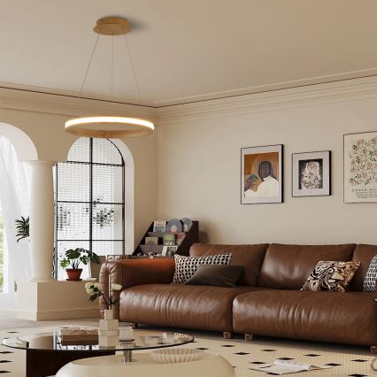 Brilagi - zsinóros LED függeszték UMEA WOOD LED/30W/230V átm. 40 cm fa