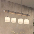 BRILAGI - Zsinórral függesztett csillár WOOD GLASS 4xE27/60W/230V fenyő/szürke/fehér