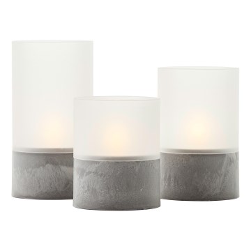 Brilliant - 3 db LED gyertya szett BOUGIE LED/2xAA IP44 szürke/fehér