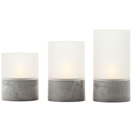 Brilliant - 3 db LED gyertya szett BOUGIE LED/2xAA IP44 szürke/fehér