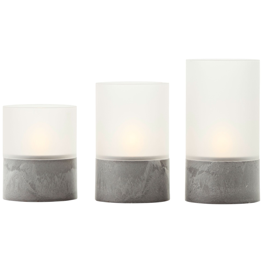 Brilliant - 3 db LED gyertya szett BOUGIE LED/2xAA IP44 szürke/fehér