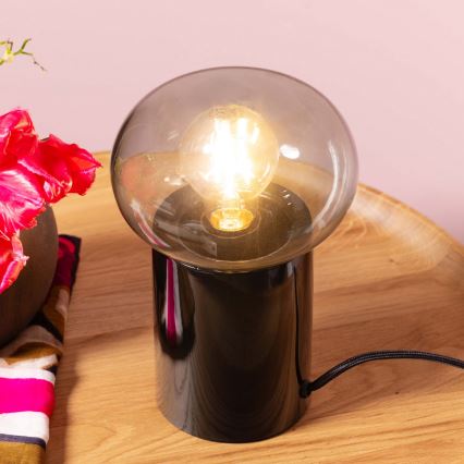 Brilliant - Asztali lámpa KNUT 1xE27/25W/230V fekete/átlátszó