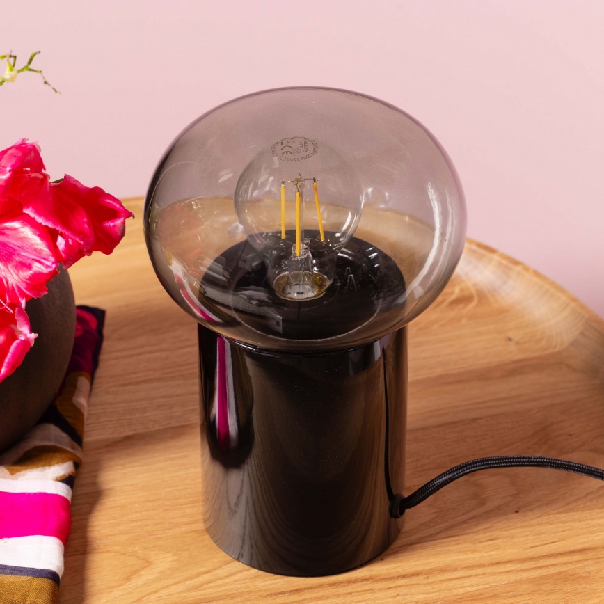 Brilliant - Asztali lámpa KNUT 1xE27/25W/230V fekete/átlátszó