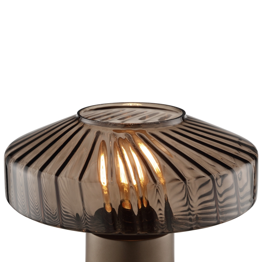 Brilliant - Asztali lámpa LYN 1xE27/20W/230V barna/füstös barna