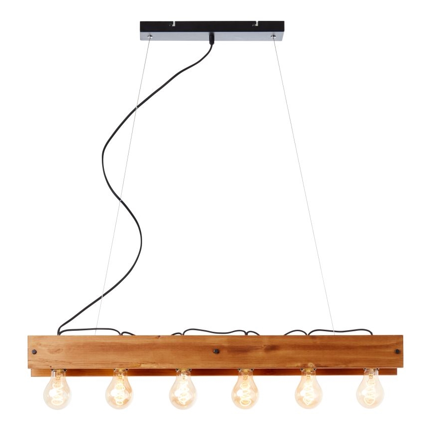 Brilliant - Csillár zsinóron CALANDRA 6xE27/42W/230V fenyő