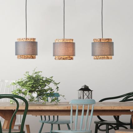 Brilliant - Csillár zsinóron WATERLILLY 3xE27/60W/230V szürke