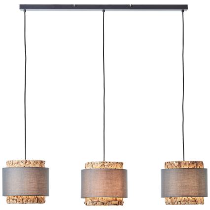 Brilliant - Csillár zsinóron WATERLILLY 3xE27/60W/230V szürke