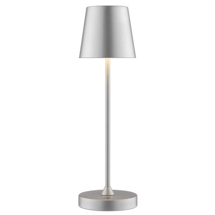Brilliant - LED fényerőszabályozható, újratölthető, érintésvezérelt kültéri asztali lámpa ELORA LED/2,5W/5V 2700K 2600 mAh IP44 ezüst