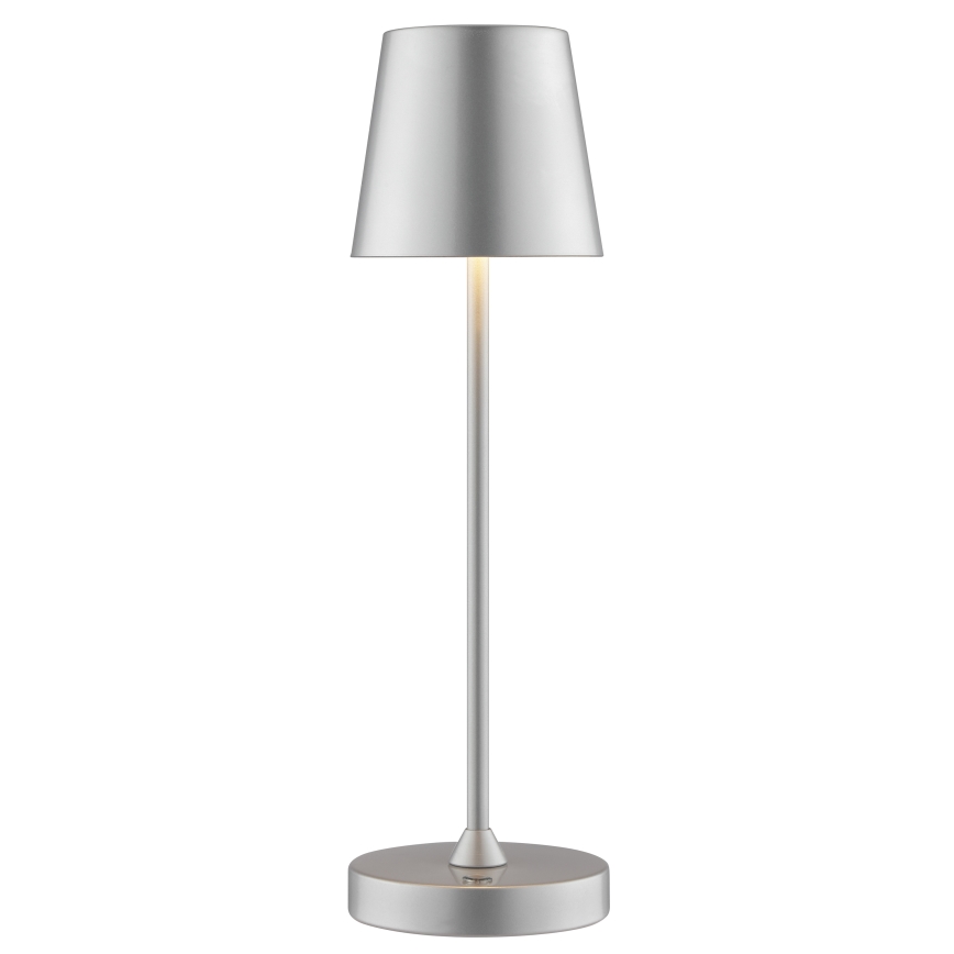 Brilliant - LED fényerőszabályozható, újratölthető, érintésvezérelt kültéri asztali lámpa ELORA LED/2,5W/5V 2700K 2600 mAh IP44 ezüst