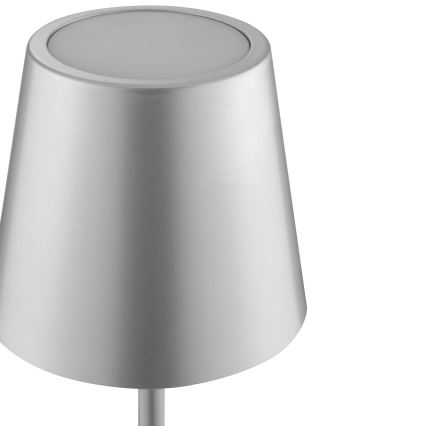 Brilliant - LED fényerőszabályozható, újratölthető, érintésvezérelt kültéri asztali lámpa ELORA LED/2,5W/5V 2700K 2600 mAh IP44 ezüst