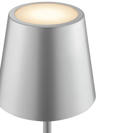 Brilliant - LED fényerőszabályozható, újratölthető, érintésvezérelt kültéri asztali lámpa ELORA LED/2,5W/5V 2700K 2600 mAh IP44 ezüst
