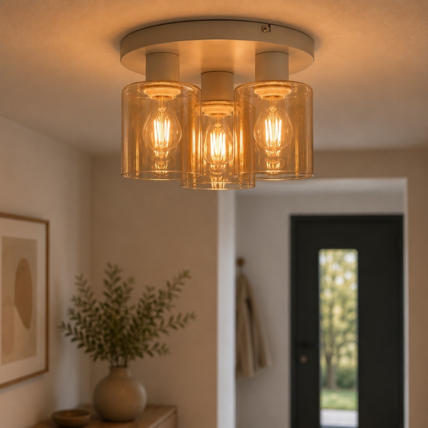 Brilliant - Felületre szerelhető csillár LYSKA 3xE27/20W/230V Ø 31 cm krémszínű/füstös bézs