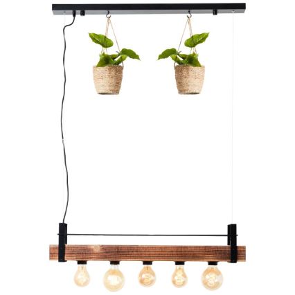 Brilliant - Kábeles függeszték BANKWOOD 5xE27/28W/230V nyárfa