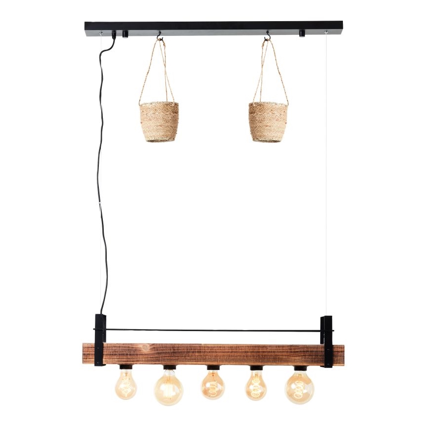 Brilliant - Kábeles függeszték BANKWOOD 5xE27/28W/230V nyárfa