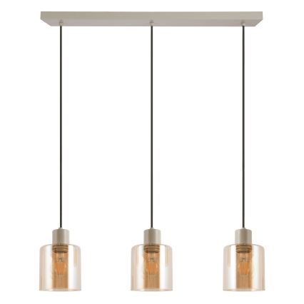 Brilliant - Kábeles függeszték LYSKA 3xE27/20W/230V krémszínű/füstös bézs