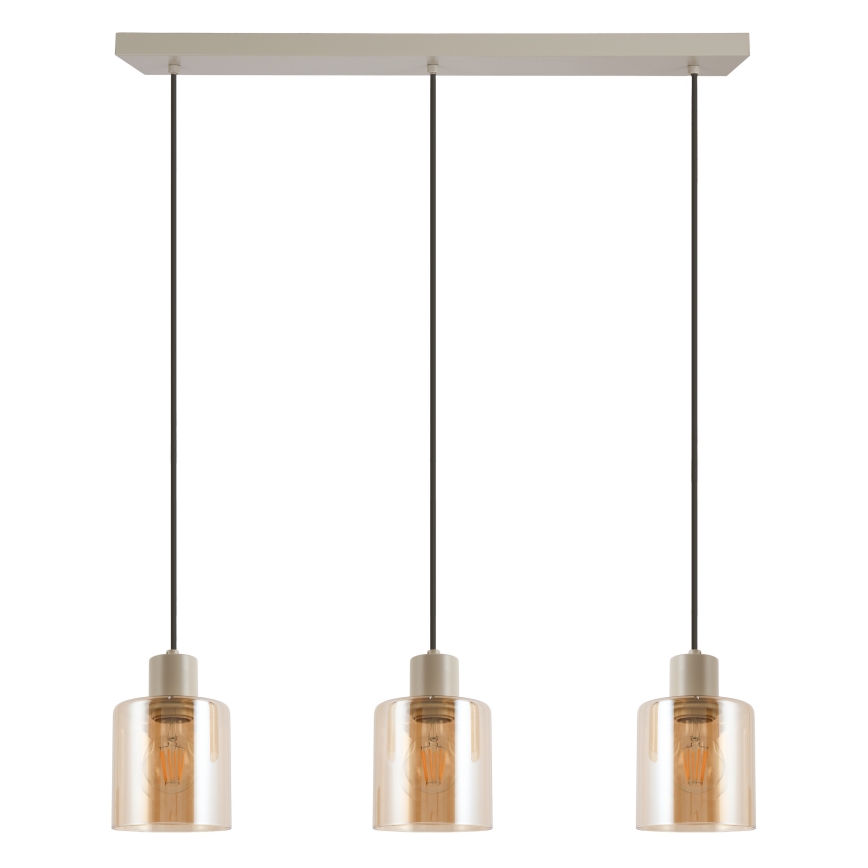 Brilliant - Kábeles függeszték LYSKA 3xE27/20W/230V krémszínű/füstös bézs